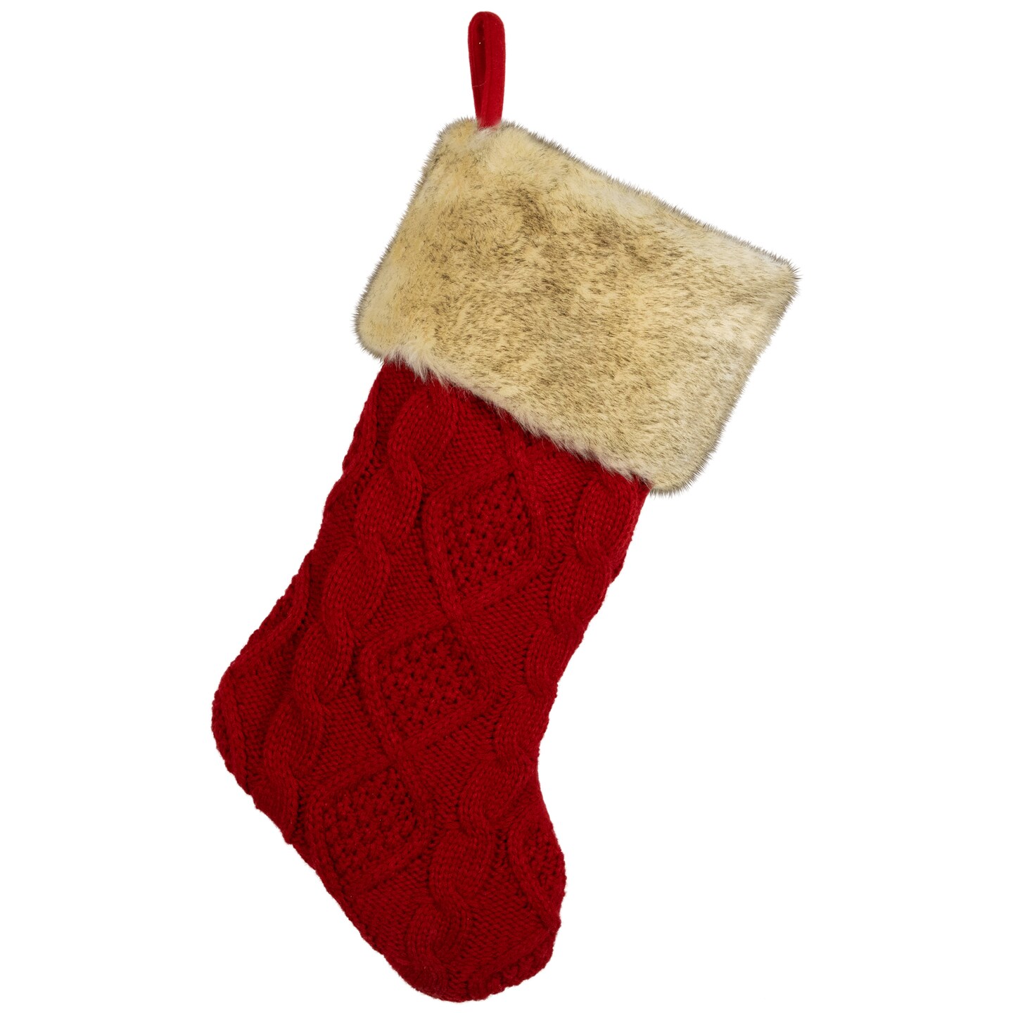 Northlight Cable Knit Christmas Stocking - 20.5&#x22; - Red and Beige