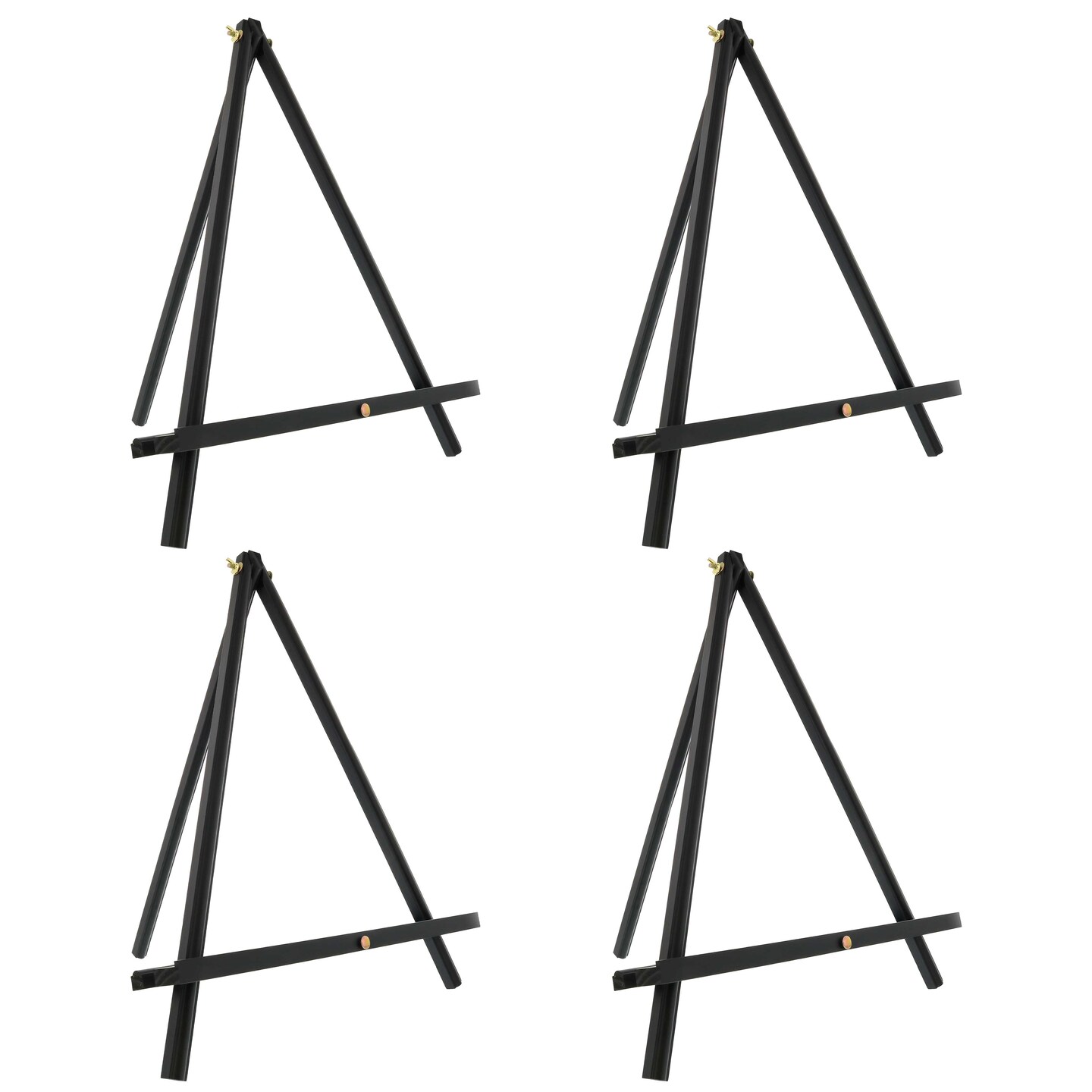 12&#x22; High Black Wood Display Stand A-Frame Artist Easel, 4 Pack - Adjustable Wooden Tripod Tabletop Holder Stand for Canvas, Painting Party, Signs