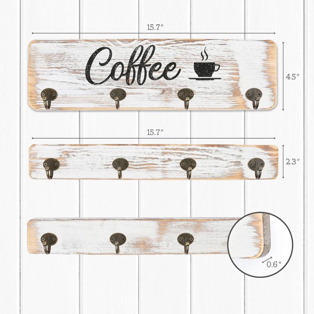 Under-Shelf Coffee Cup Holder 12-Hook Storage Rack for Kitchen Cabinets