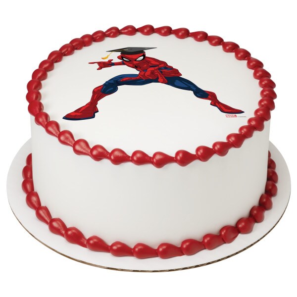 Marvel&#x27;s Spider-Man&#x2122; Graduation Edible Cake Topper Image - 1/4 Sheet