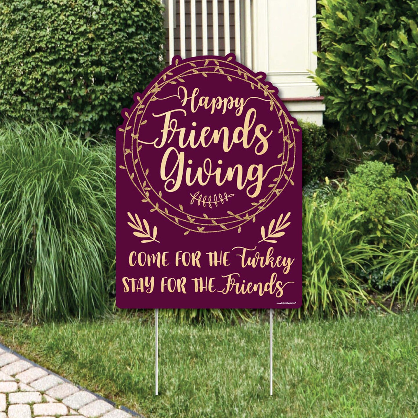 Friends online Thanksgiving Feast - Yard Sign Outdoor Lawn Decoration - Friendsgiving Party Yard Signs - Fall Party Lawn Art - HAPPY FRIENDS GIVING