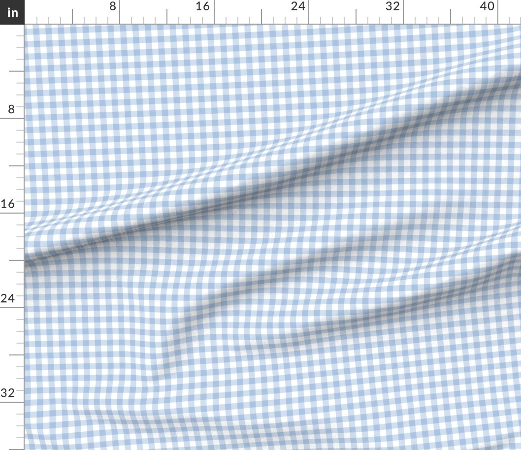 Petal Signature Cotton by the Yard or Fat Quarter Gingham Blueberry Country Blue White Checked Custom Printed Fabric by Spoonflower