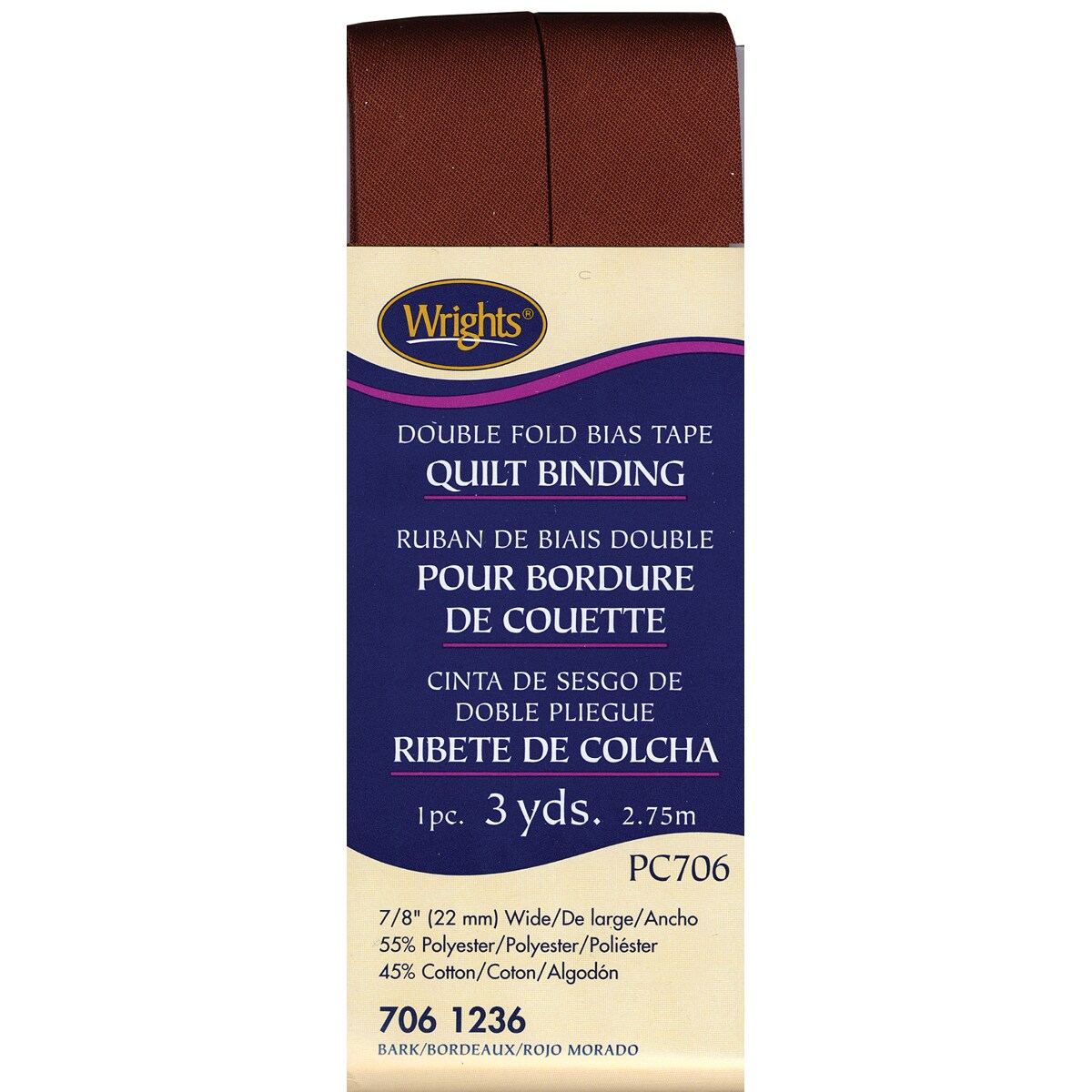 Wrights Double Fold Quilt Binding .875"X3ydBark Michaels