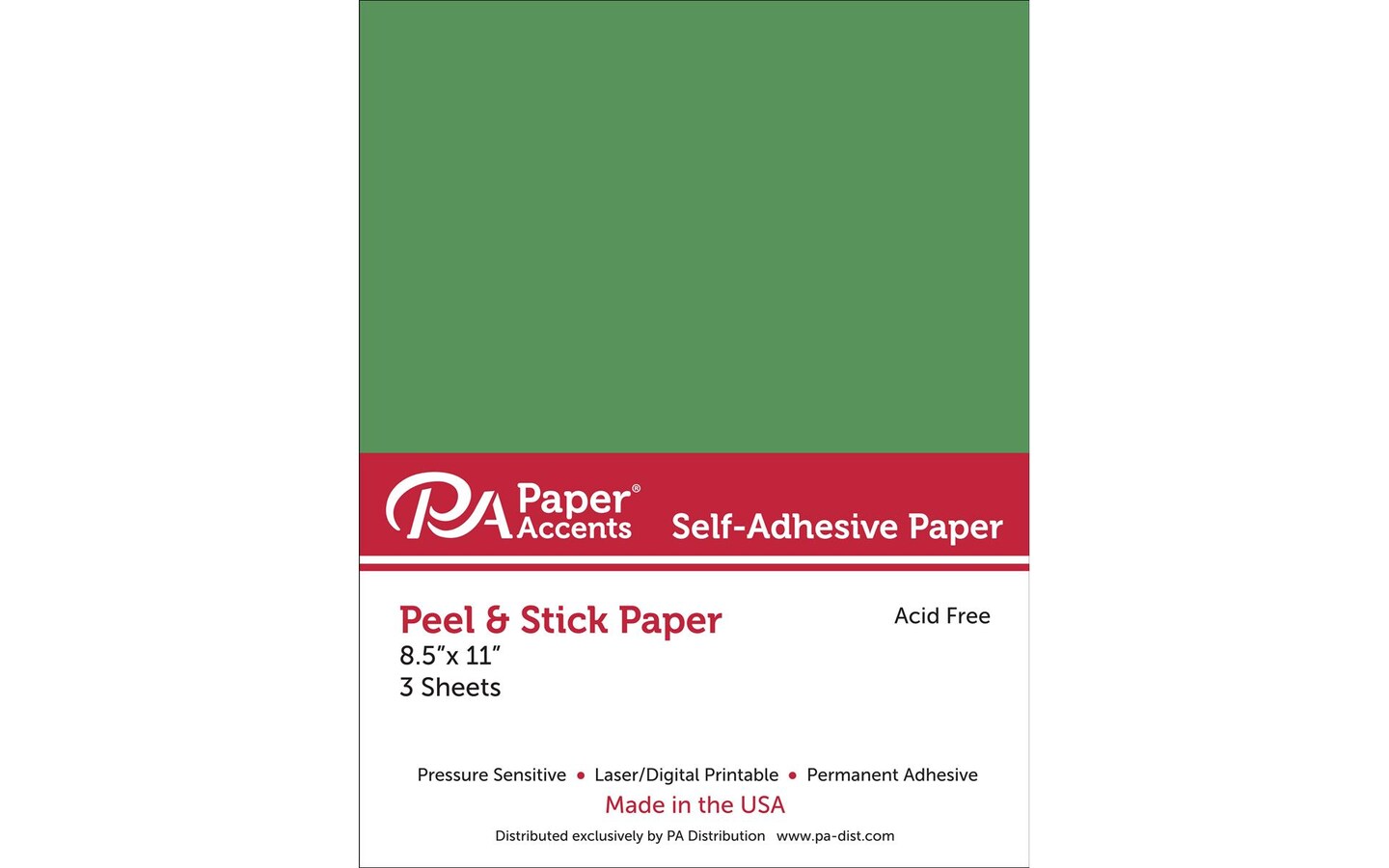 Self Adhesive Paper 8.5x11 3pc Green