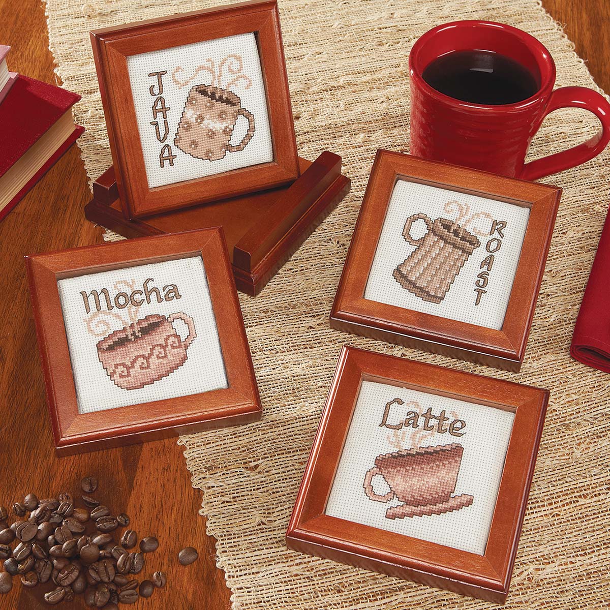 Herrschners Coffee Coasters with Holder Counted CrossStitch Kit Michaels