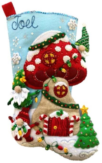 Bucilla Felt Stocking Applique Kit 18" Long-Gnome For Christmas