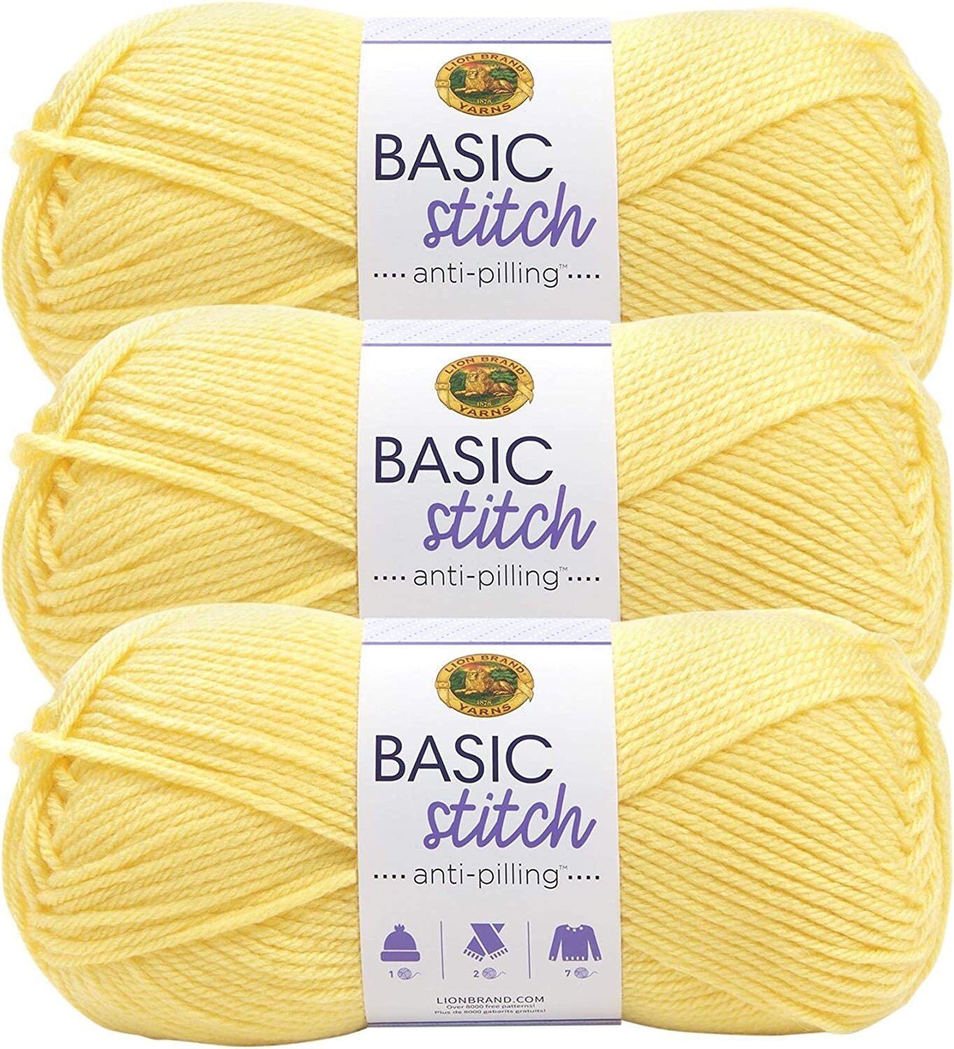 (Pack of 3) Lion Brand Basic Stitch Anti-Pilling Yarn-Lemonade