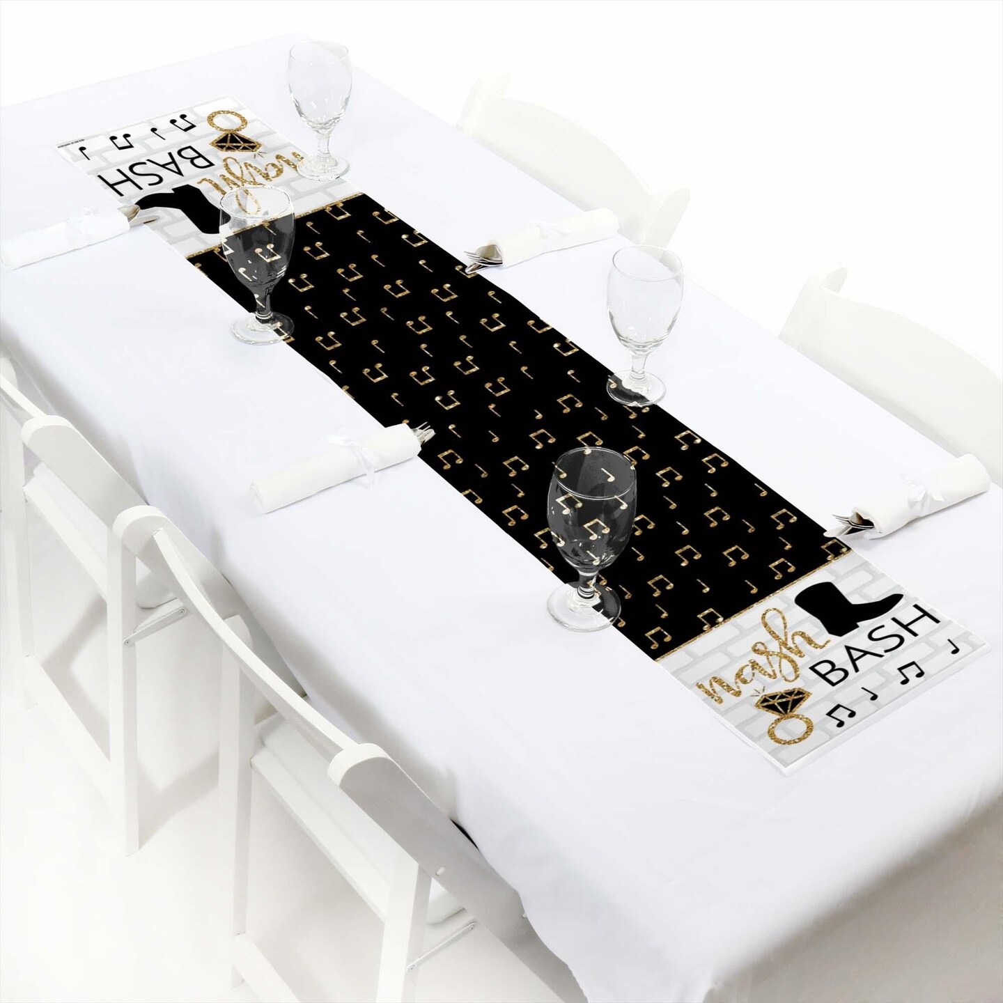 Big Dot of Happiness Nash Bash - Petite Nashville Bachelorette Party Paper Table Runner - 12 x 60 inches