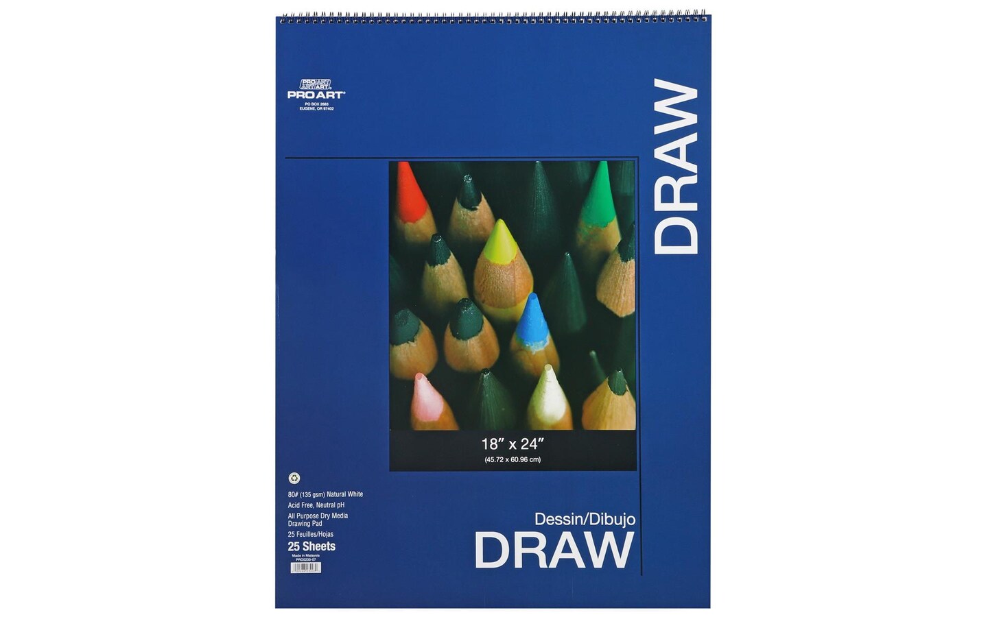 Pro Art Drawing Paper Pad 18"x24" 25 sheets, 80lb, Spiral, Sketch Book, Sketchbook, Drawing Pad, Sketch Pad, Drawing Paper, Art Book, Drawing Book, Art Paper, Sketchbook for Drawing