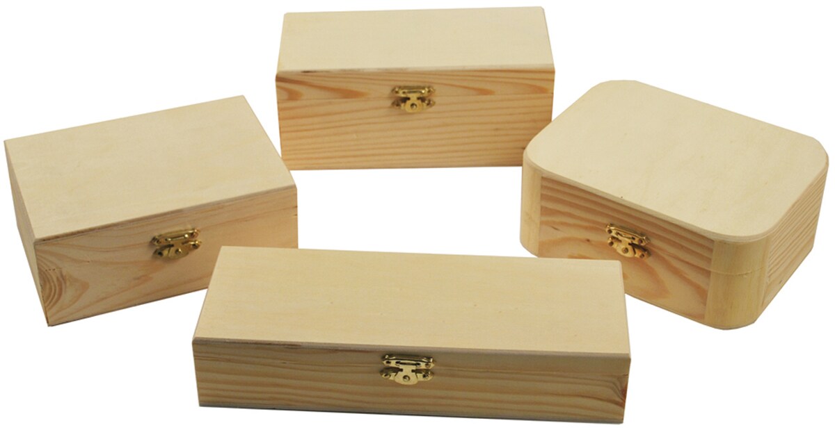 Multicraft Wooden Box W/Clasp Assortment 36pcs-Unfinished 6" To 8.5"