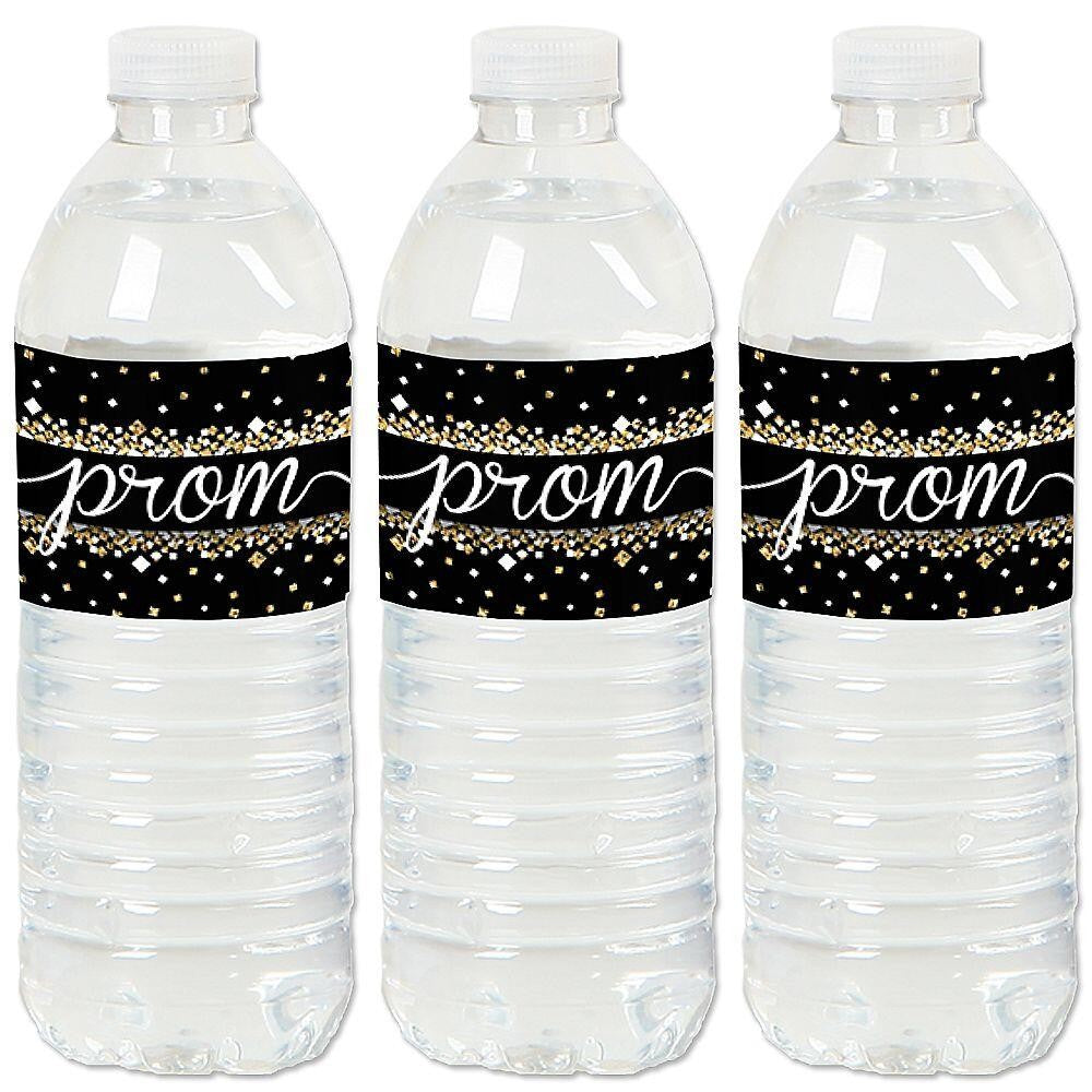 24 White Gold Cheers Party Water Bottle Stickers Waterproof Labels