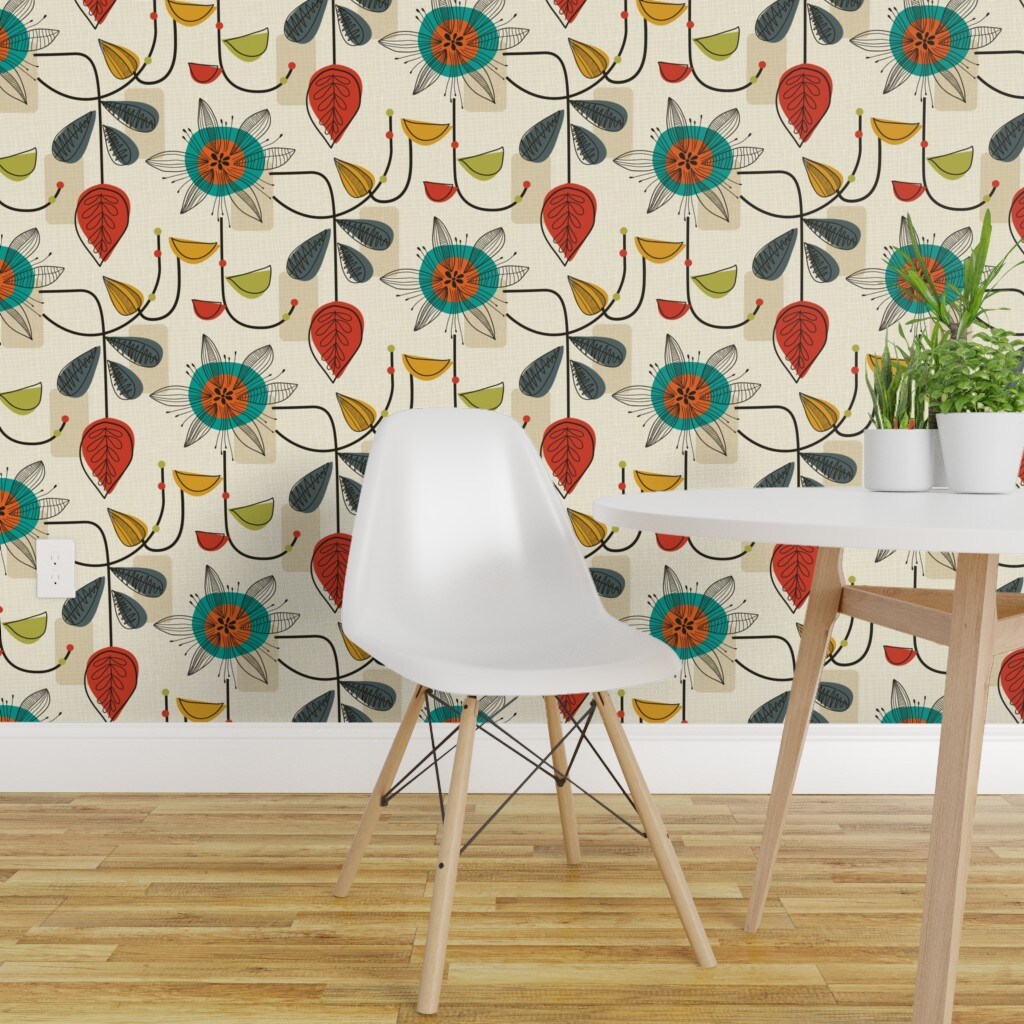 Pre-Pasted Wallpaper 2FT Wide 1950 Mid Century Modern, Retro, Vintage ...