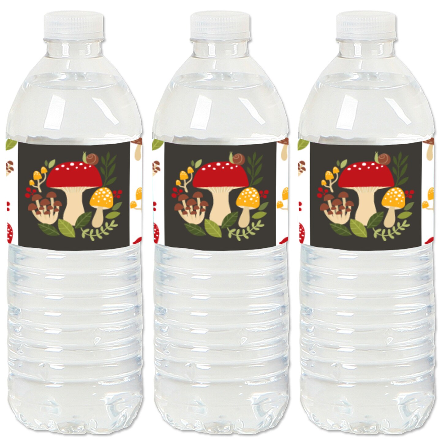 Big Dot of Happiness Wild Mushrooms - Red Toadstool Party Water Bottle Sticker Labels - Set of 20