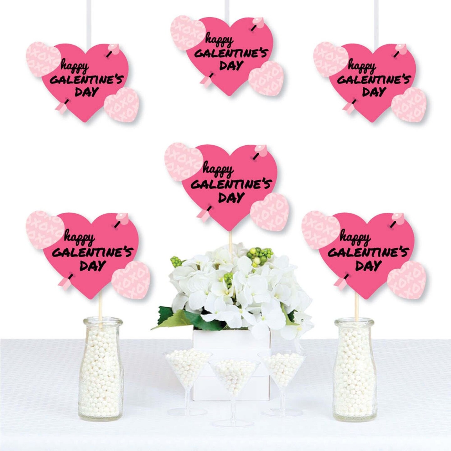 Big Dot of Happiness Be My Galentine - Heart Decorations DIY Galentine&#x27;s and Valentine&#x27;s Day Party Essentials - Set of 20