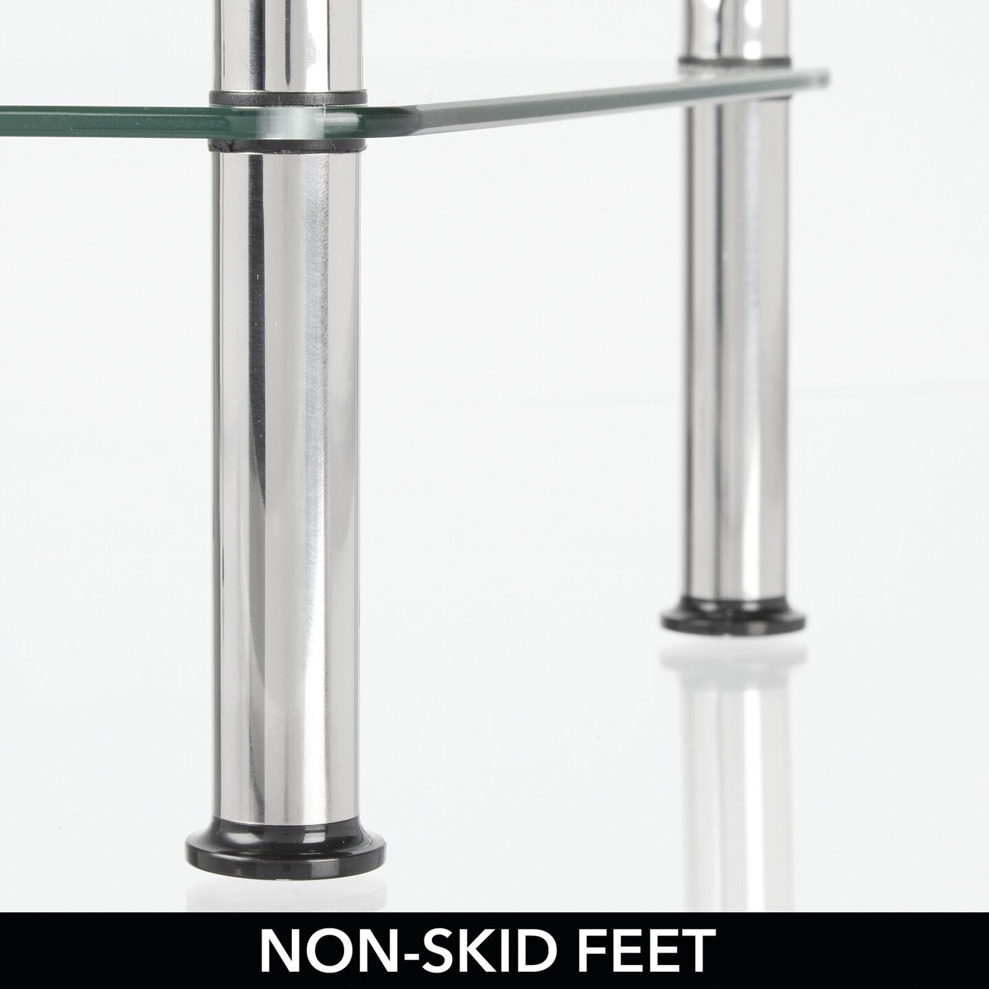 mDesign Glass Corner 3-Tier Tower Cabinet Organizer Shelf, 2 Pack, Clear/Chrome