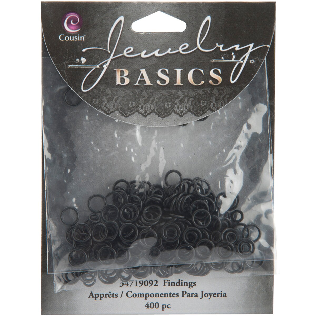 CousinDIY Jewelry Basics Metal Findings 400/Pkg-Black Jump Rings 4mm To 6mm