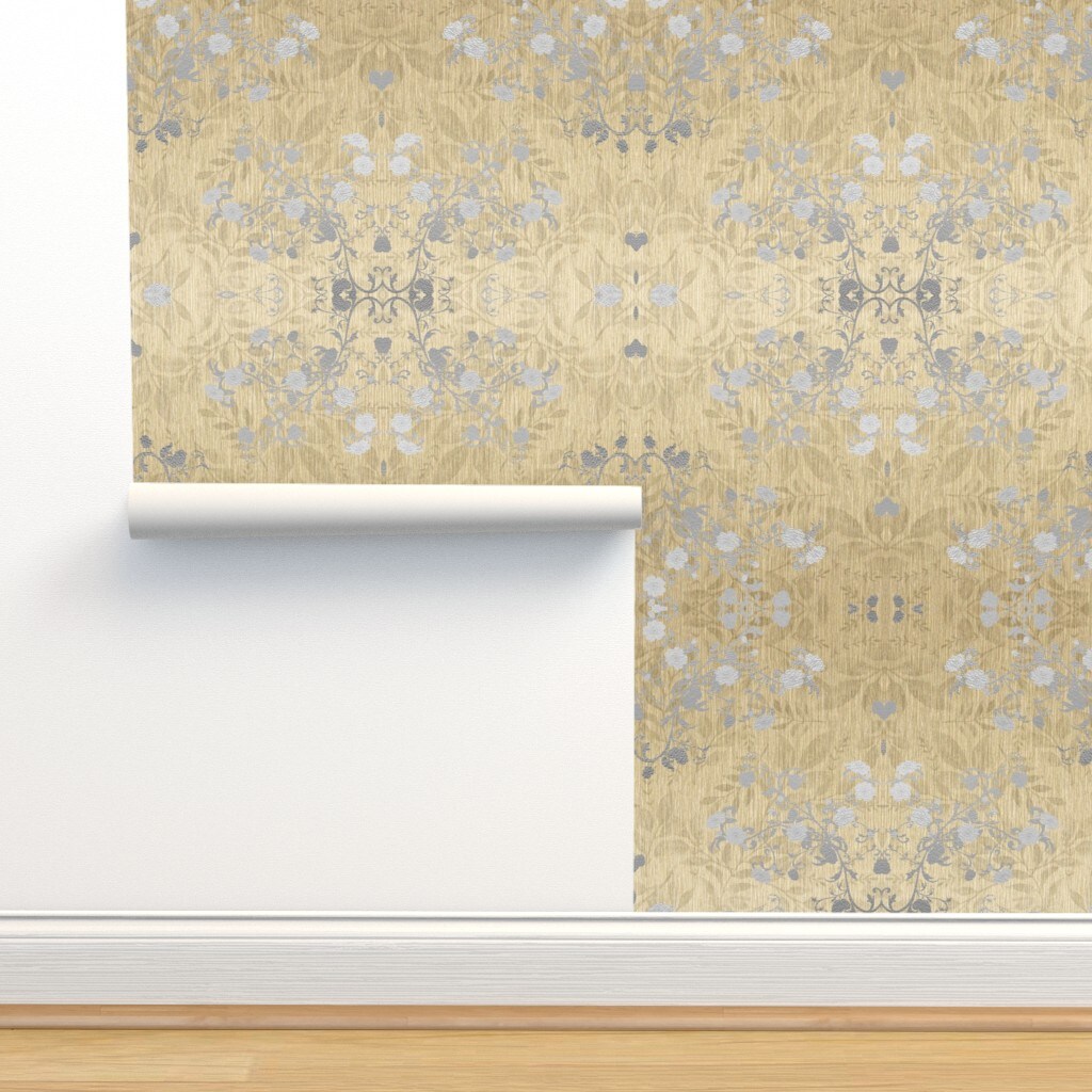 Vines Wallpaper Damask Brambles Custom Removable Wallpaper by Spoonflower Peel & Stick Wallpaper 2FT Wide