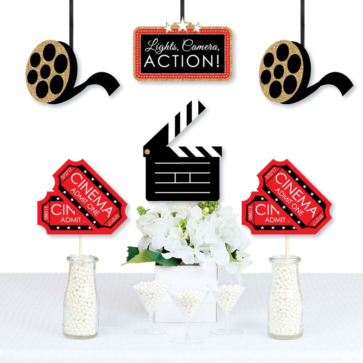 Big Dot of Happiness Red Carpet Hollywood - Clapboard, Movie Tickets and Film  Reel Decorations DIY Movie Night Party Essentials - Set of 20
