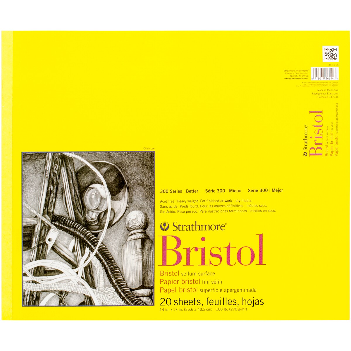 Strathmore Bristol Vellum Paper Pad 14&#x22;X17&#x22;-20 Sheets
