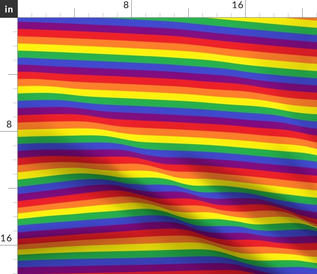 Rainbow Pride Stripes Lgbt Gay Flag Striped Custom Printed Fabric by Spoonflower Various Fabrics by the Yard or Fat Quarter