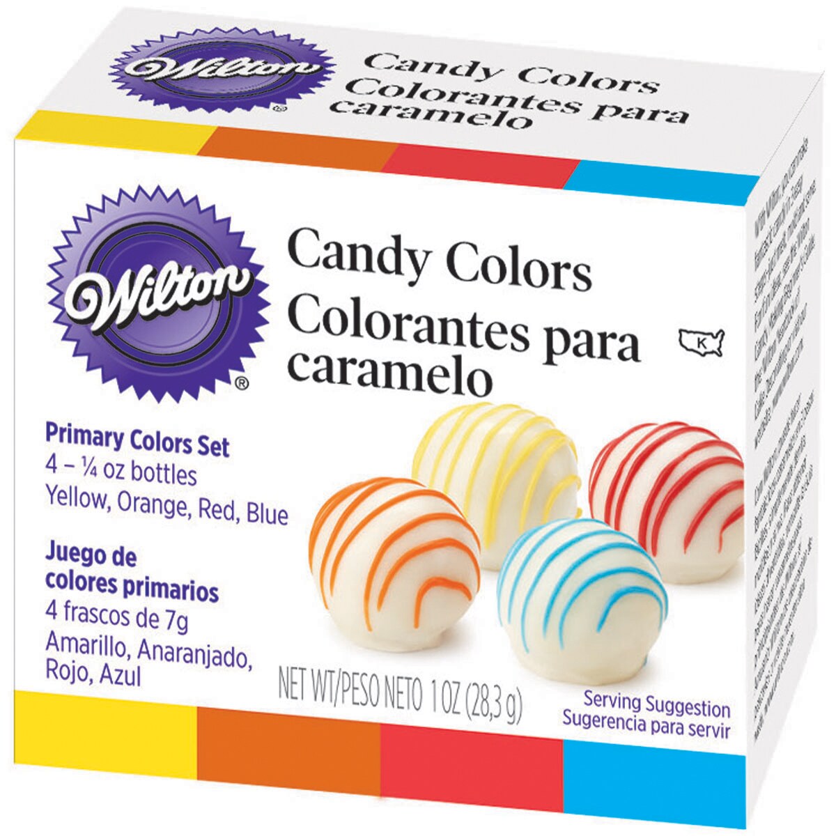 Candy Colors .25Oz 4/Pkg-Yellow, Orange, Red &#x26; Blue