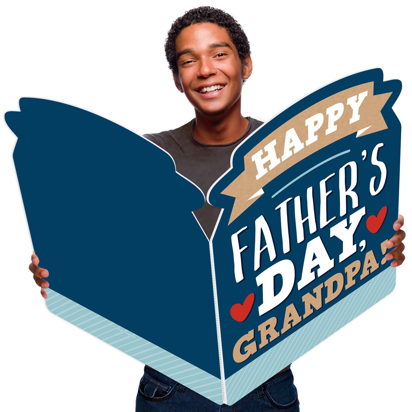 Big Dot of Happiness Grandpa, Happy Father&#x27;s Day - We Love Grandfather Giant Greeting Card - Big Shaped Jumborific Card - 16.5 x 22 inches