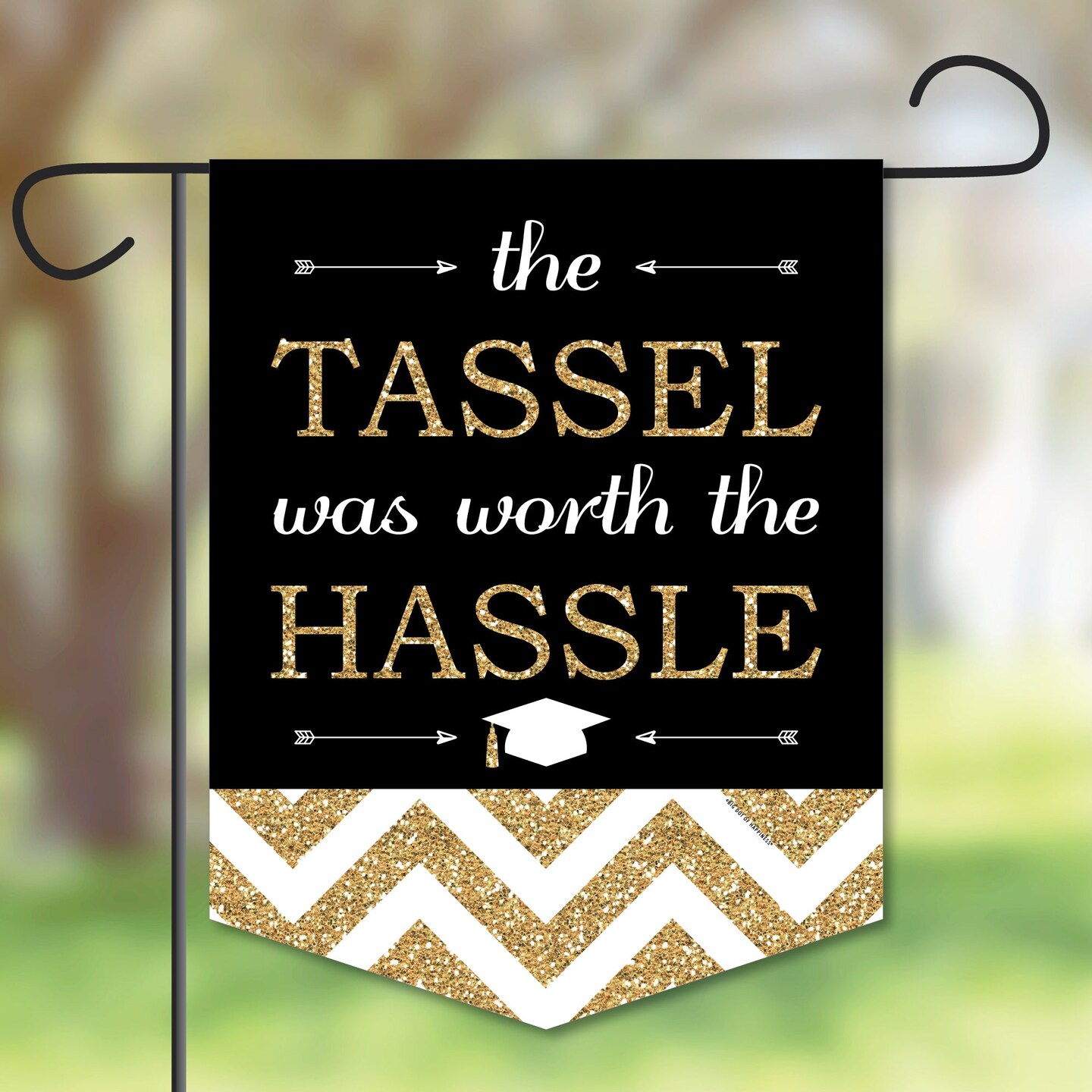 Big Dot of Happiness Tassel Worth The Hassle Gold Outdoor Lawn and