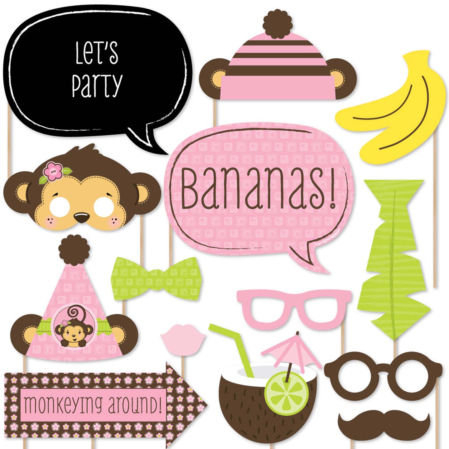 Big Dot of Happiness Pink Monkey Girl - Baby Shower or Birthday Party ...