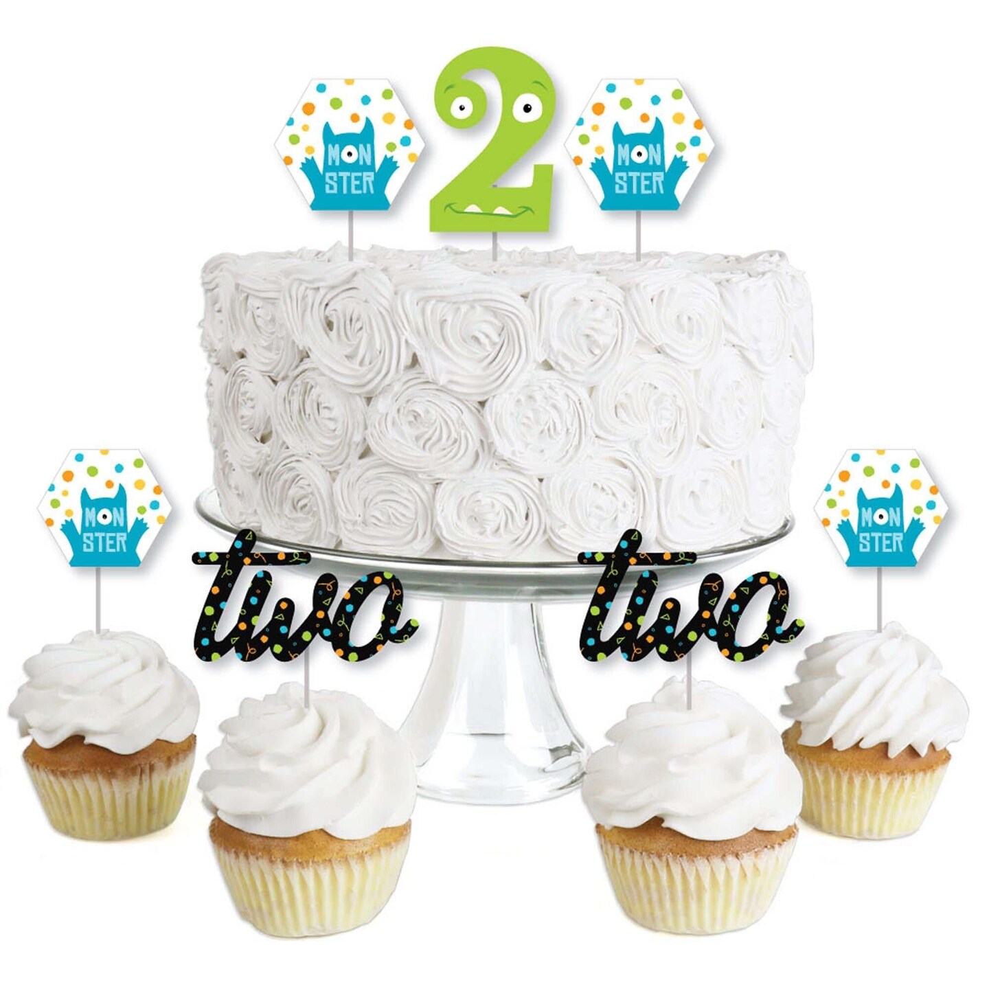 Big Dot of Happiness 2nd Birthday Monster Bash Dessert Cupcake