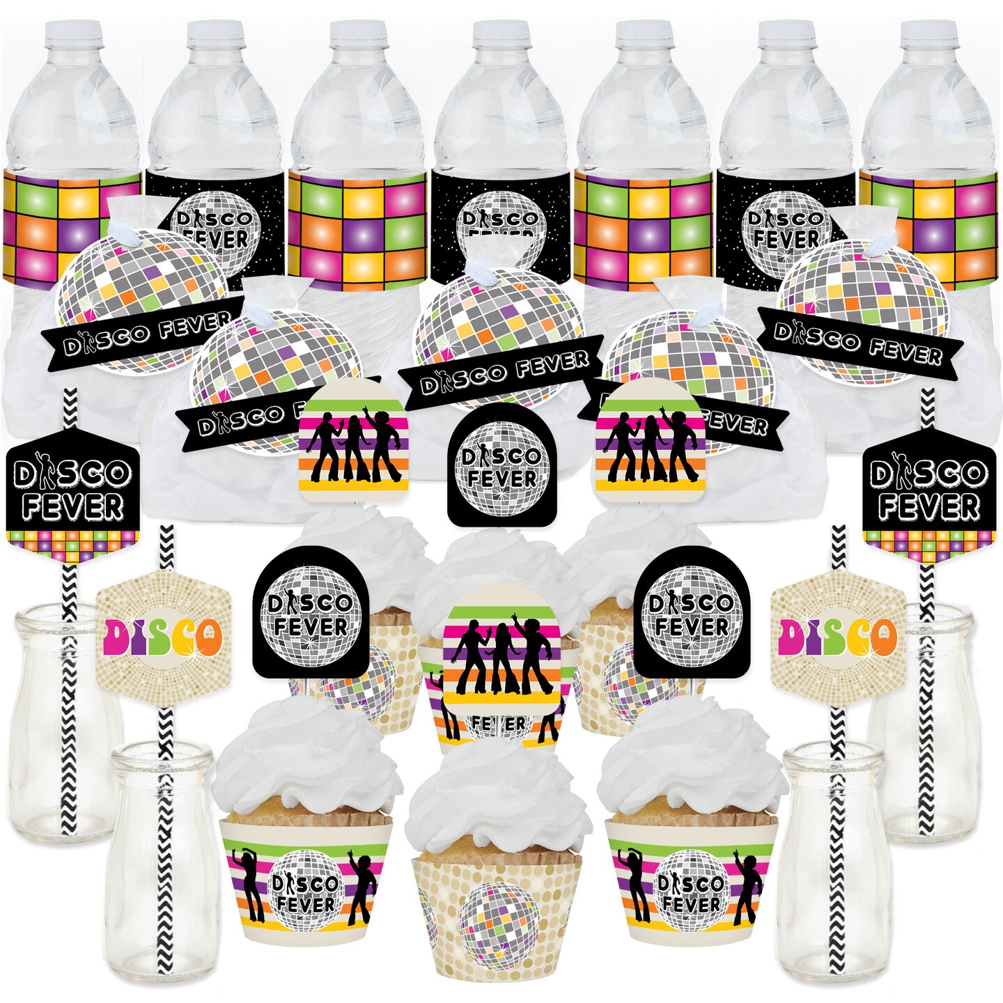 Big Dot of Happiness 70&#x2019;s Disco - 1970s Disco Fever Party Favors and Cupcake Kit - Fabulous Favor Party Pack - 100 Pieces