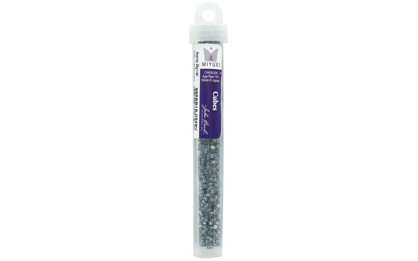 John Bead Miyuki Cube Beads 1.8mm AB Trans Grey | Michaels