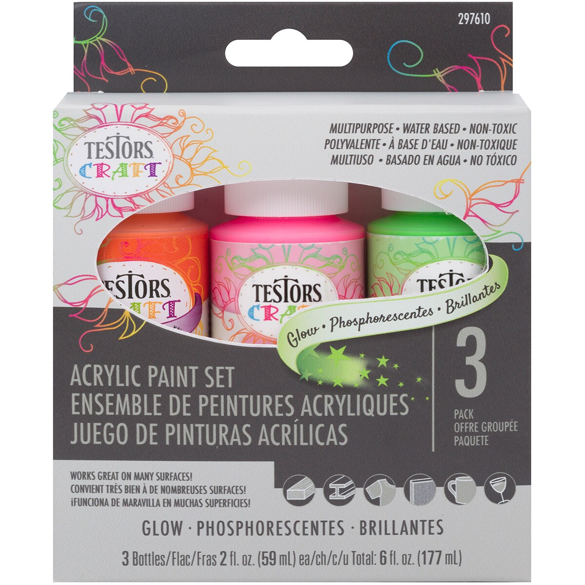 Testors Craft Acrylic Paint Set 3/Pkg-Glow | Michaels