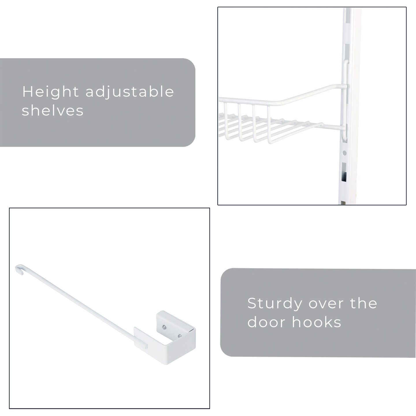 Smart Design Over The Door Pantry Organizer Rack with 6 Adjustable Shelves - White