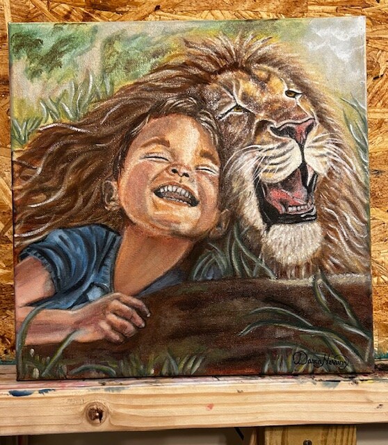 product name is Oil Painting, My First Best Friend Oil on Canvas, Canvas Prints