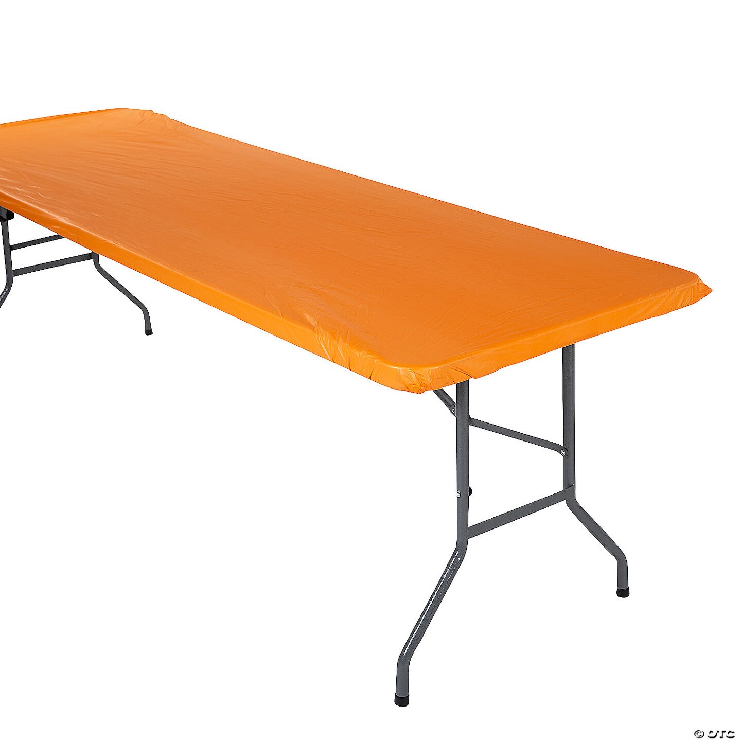 Orange Rectangle Fitted Plastic Tablecloth 6 Ft