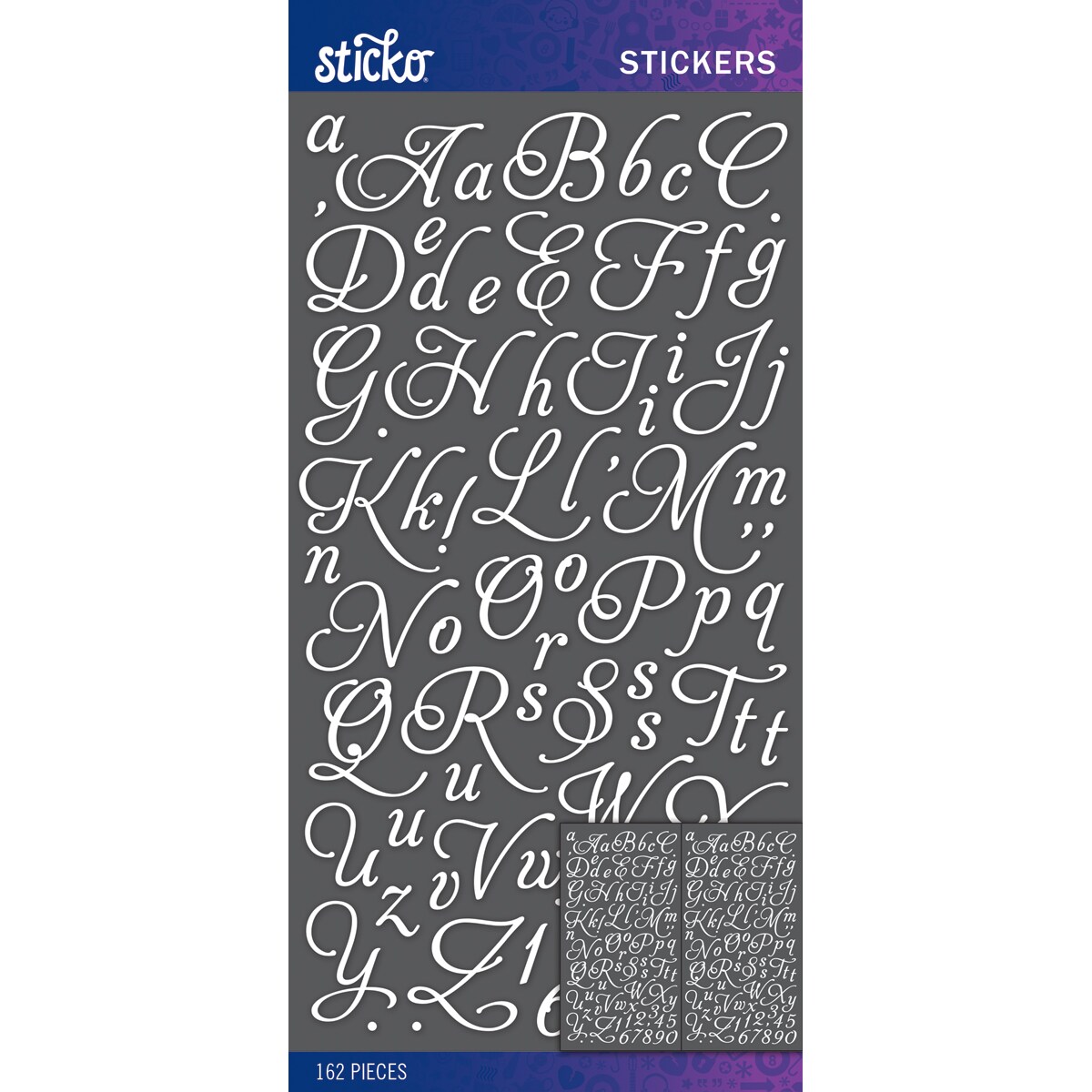 Sticko Alphabet Stickers-Silver Foil Script Small