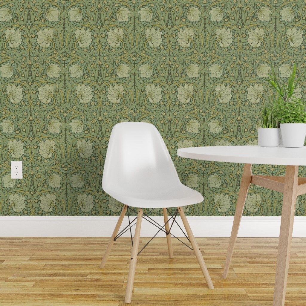 Peel & Stick Wallpaper 2FT Wide Pimpernel Floral Damask Sage Green