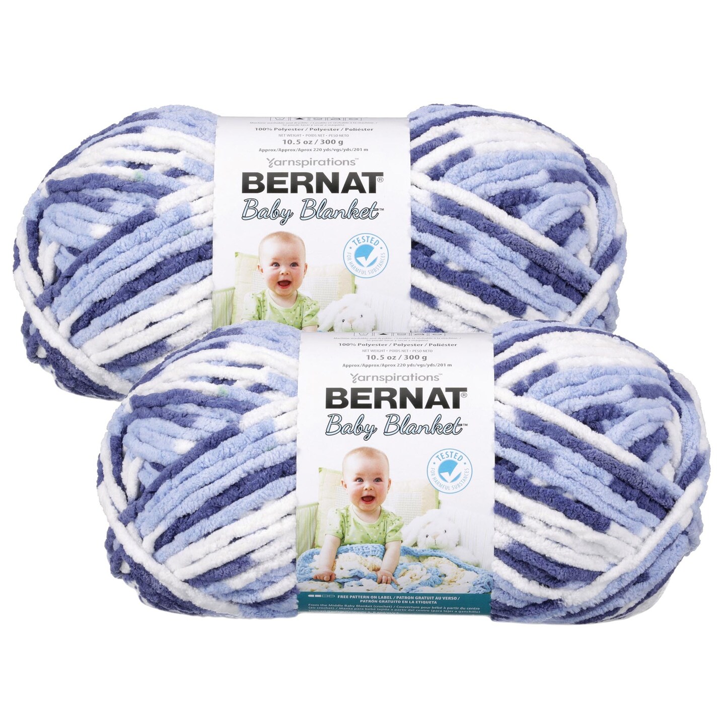 (Pack of 2) Bernat Baby Blanket Big Ball Yarn-Blue Dreams