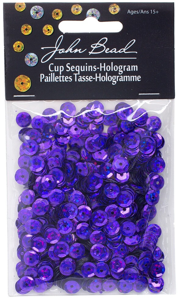 John Bead Round Sequins 6mm 1,600/Pkg-Purple