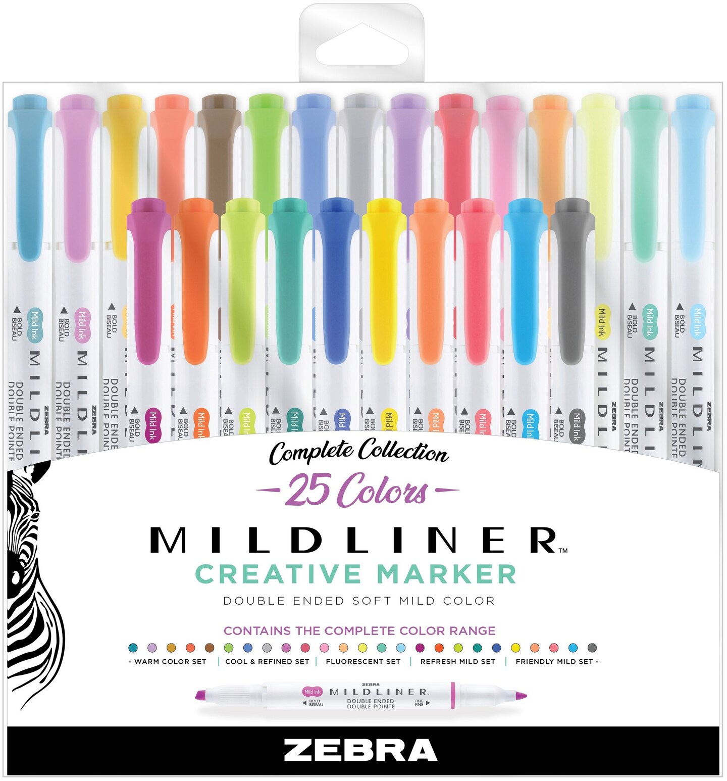 Zebra Mildliner Double Ended Highlighters 25/Pkg-Assorted Colors