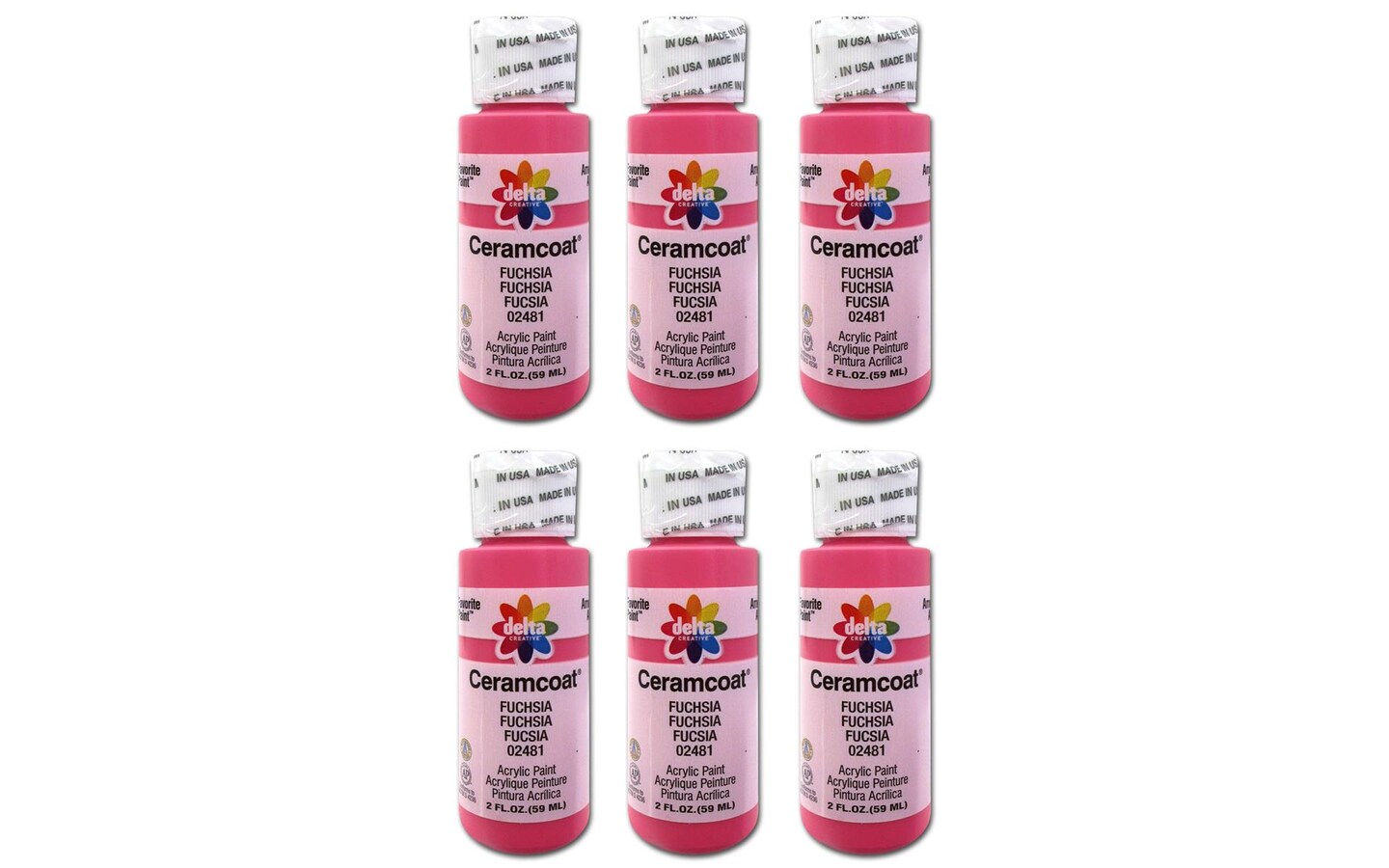 Delta Ceramcoat Acrylic 2oz Fuchsia 6pc