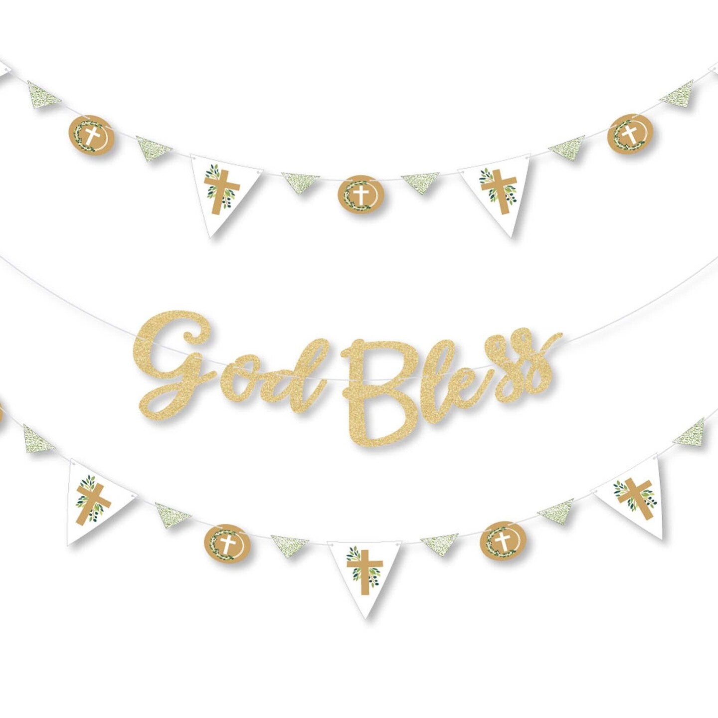 Big Dot of Happiness Elegant Cross Party Letter Banner Decor 36 Banner Cutouts and NoMess