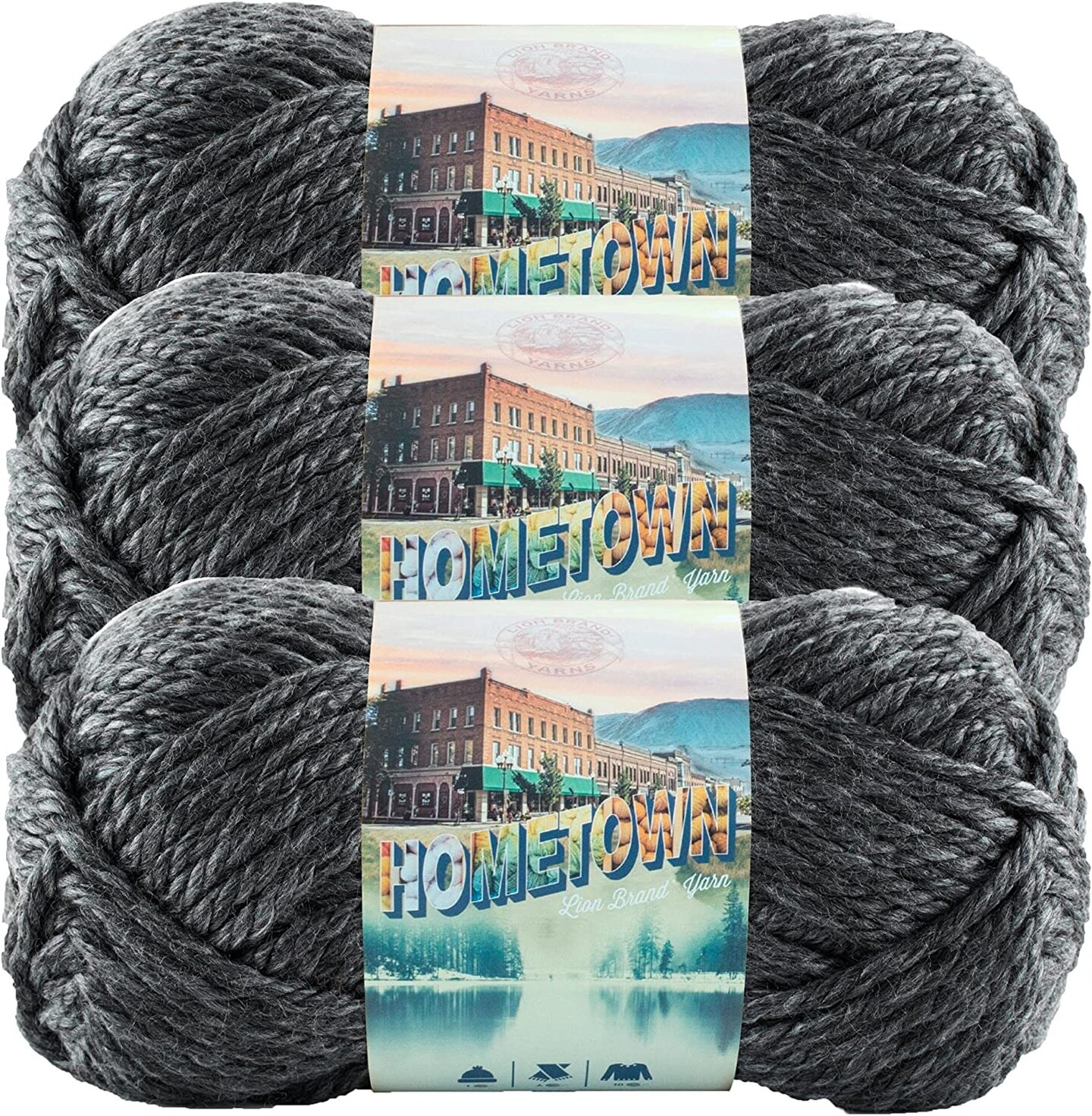 (Pack of 3) Lion Brand Hometown Yarn-Chicago Charcoal