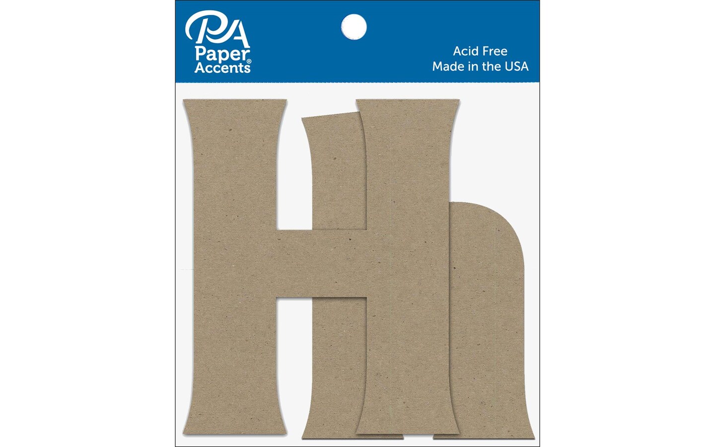 Chipboard Letter 4&#x22; Hh 2pc Natural