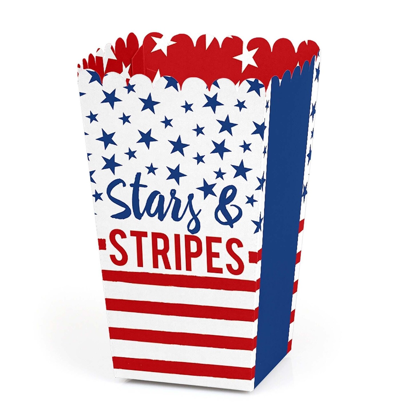 Big Dot of Happiness Stars &#x26; Stripes - Memorial Day, 4th of July and Labor Day USA Patriotic Party Favor Popcorn Treat Boxes - Set of 12