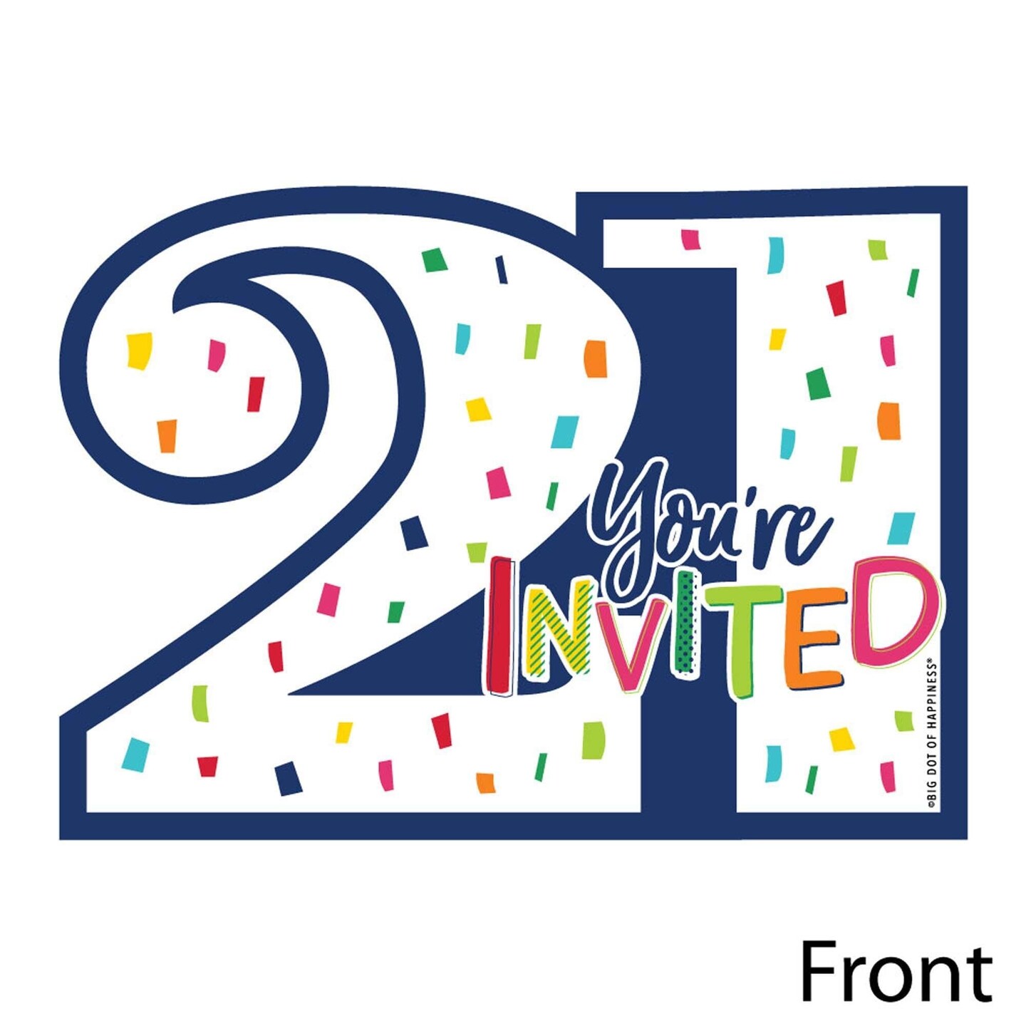 Big Dot of Happiness 21st Birthday - Cheerful Happy Birthday - Shaped Fill-In Invites - Twenty-First Birthday Invites Cards with Envelopes - Set of 12