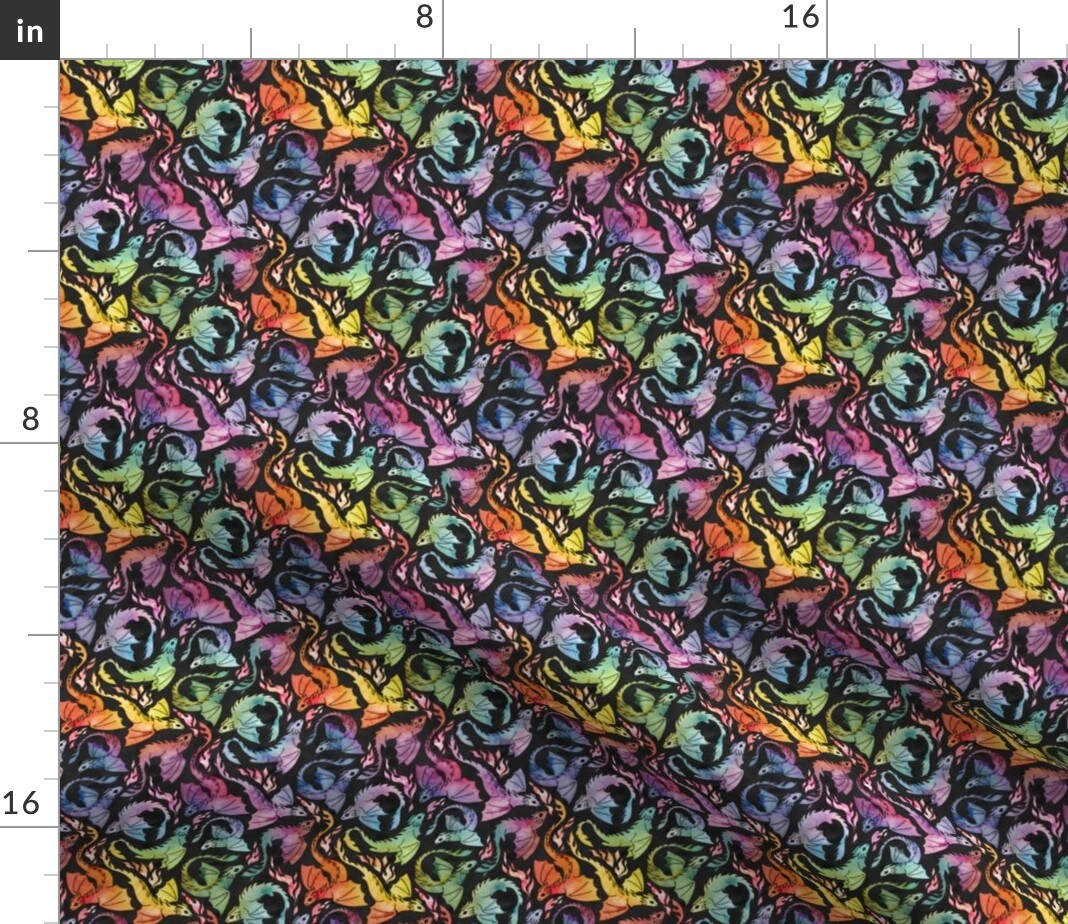 Dragon Rainbow Small Cute Fantasy Fairy Tale Custom Printed Fabric by Spoonflower Various Fabrics by the Yard or Fat Quarter