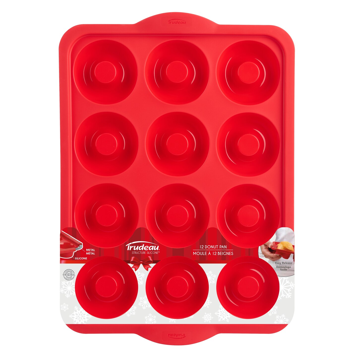Trudeau Silicone Donut Pan-Red, 12 Cavity