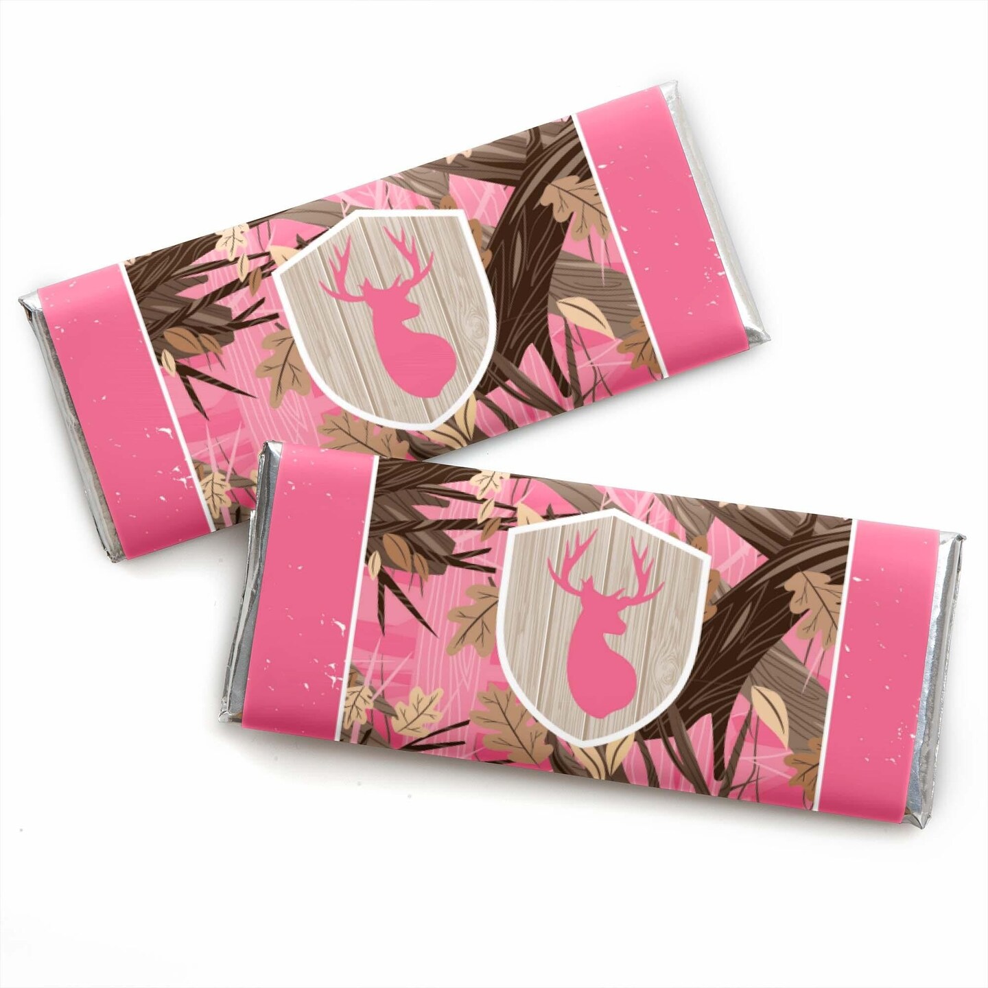 Big Dot of Happiness Pink Gone Hunting Candy Bar Wrapper Deer Hunting