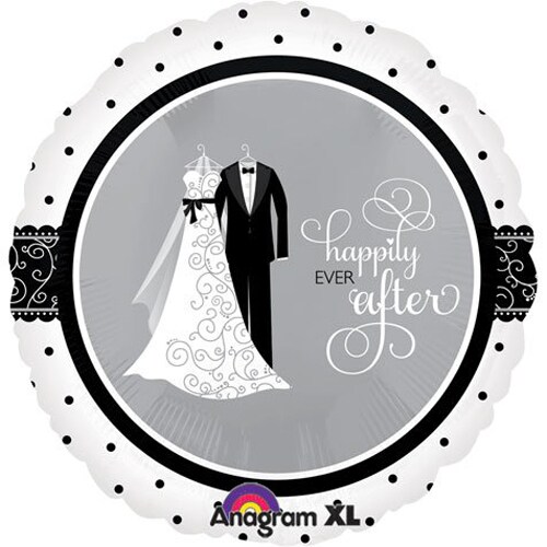 18-Inch Black &#x26; White Wedding Balloon